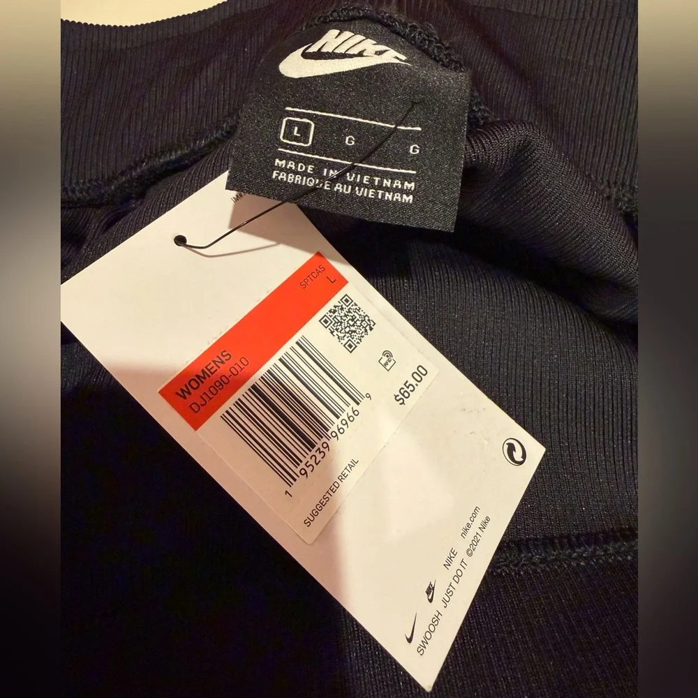 Nike Black High-Waist Performance Wide Leg Pants with Swoosh Patch